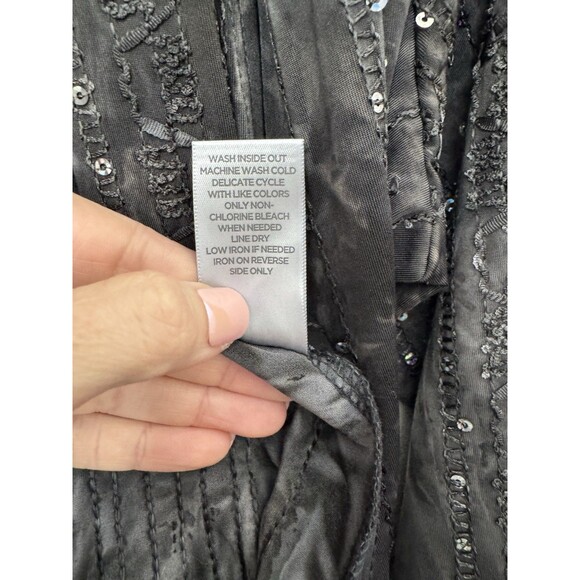 Avenue Women's Black Sequin Open Front Cardigan Blouse Duster Slinky 18/20 - Picture 8 of 11
